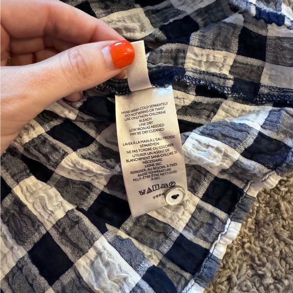 ANTHROPOLOGIE PILCRO Neve Gingham Tiered Top Blue/White size L - Picture 4 of 7